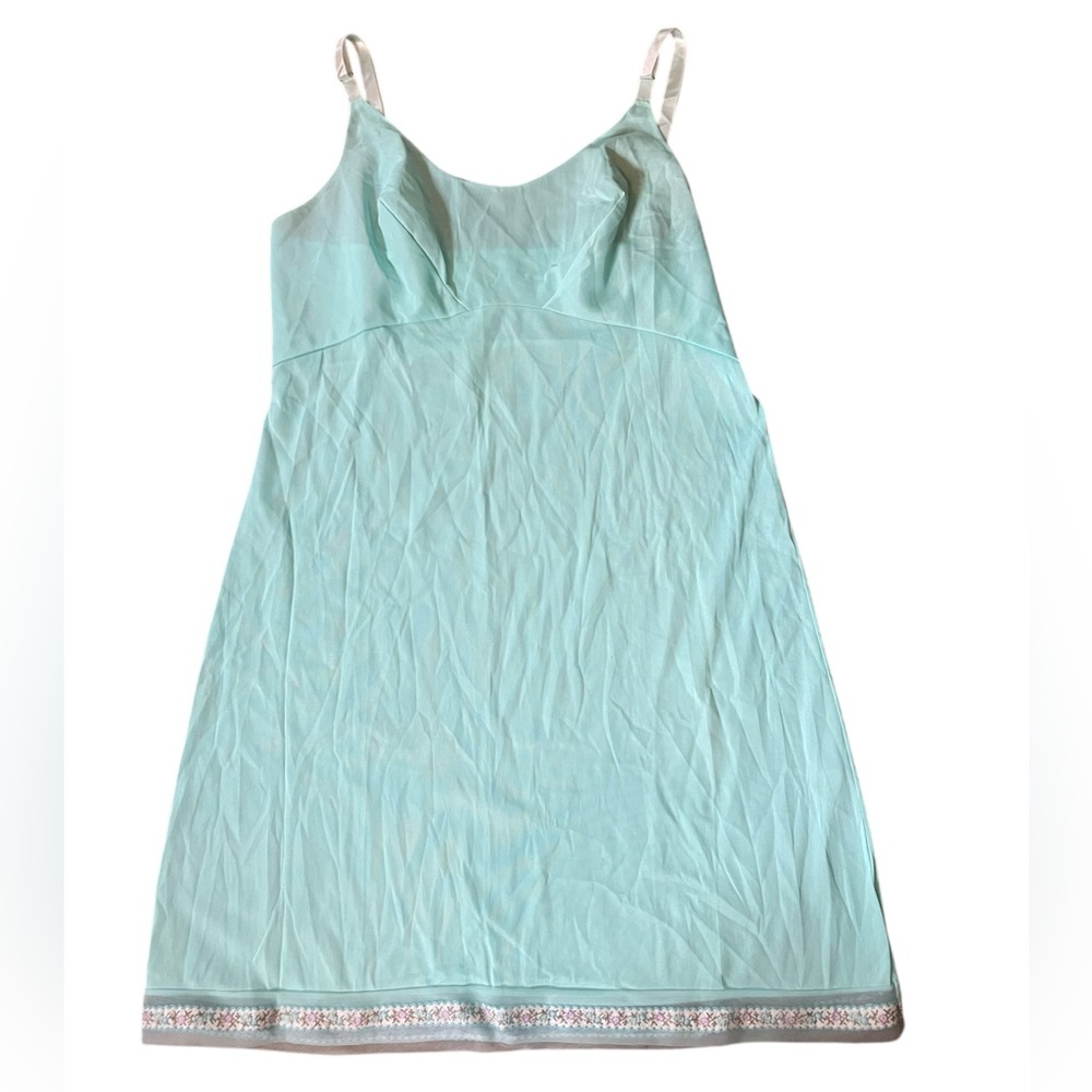 Sears Vintage 60s Seafoam Elegant Femme Floral Lace Lingerie Mini Slip Dress